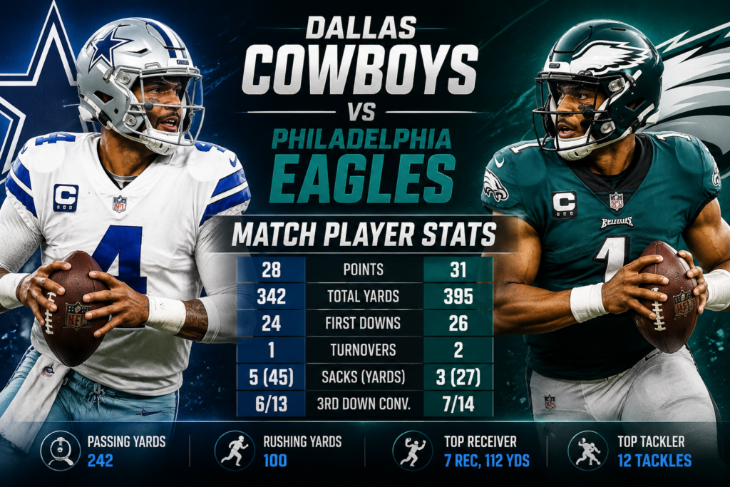 Dallas Cowboys vs Philadelphia Eagles Match Player Stats