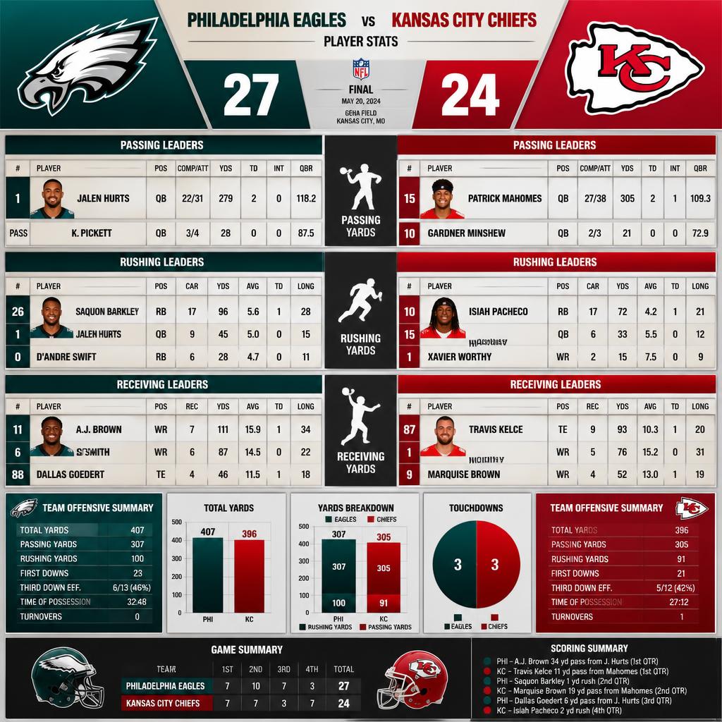 Philadelphia Eagles vs Kansas City Chiefs match player stats