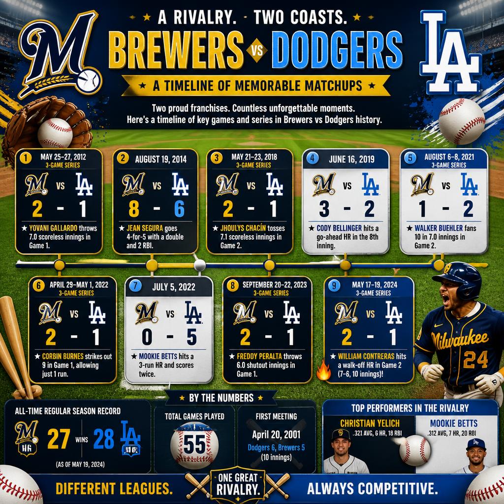 milwaukee brewers vs dodgers timeline
