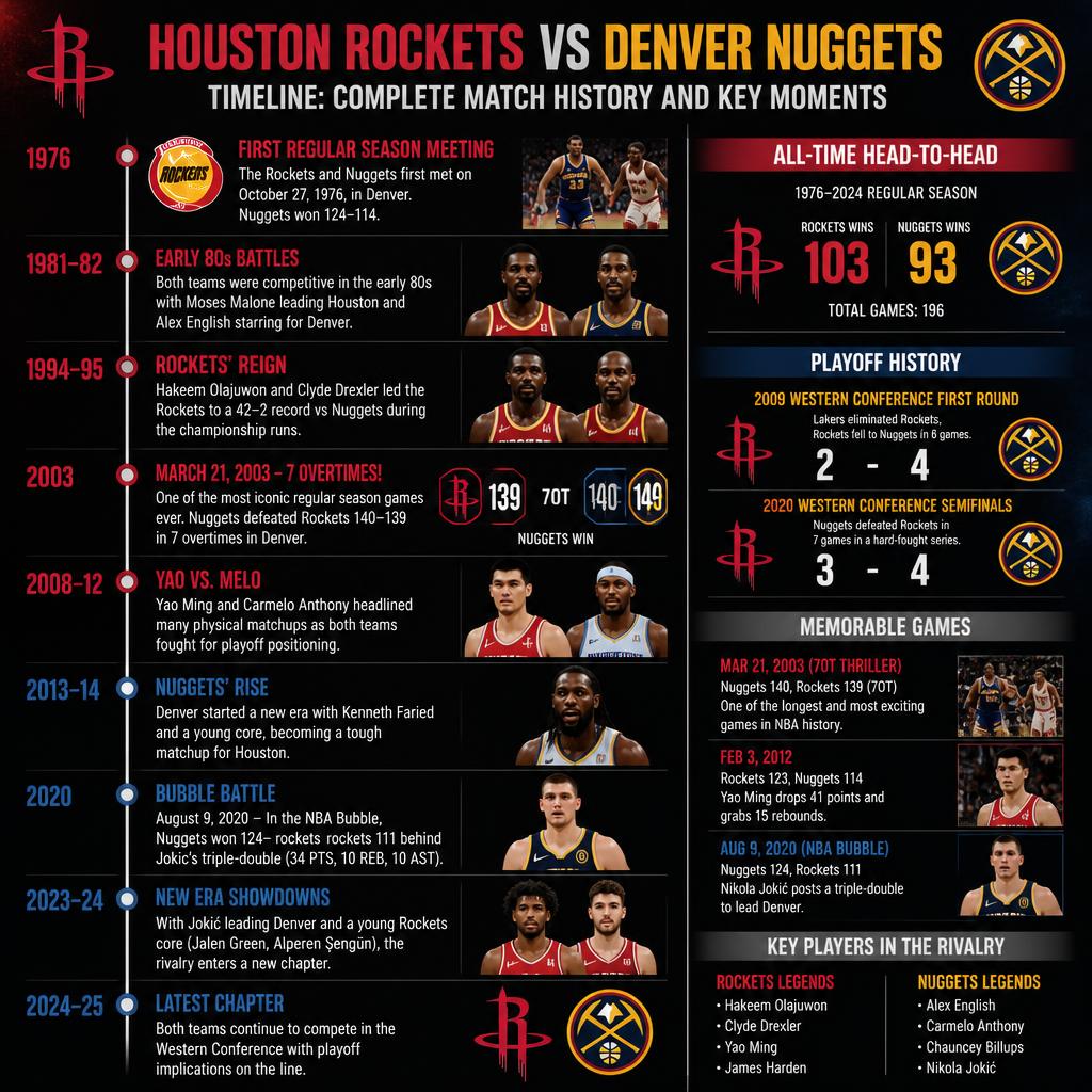 Houston Rockets vs Denver Nuggets Timeline: Complete Match History and Key Moments
