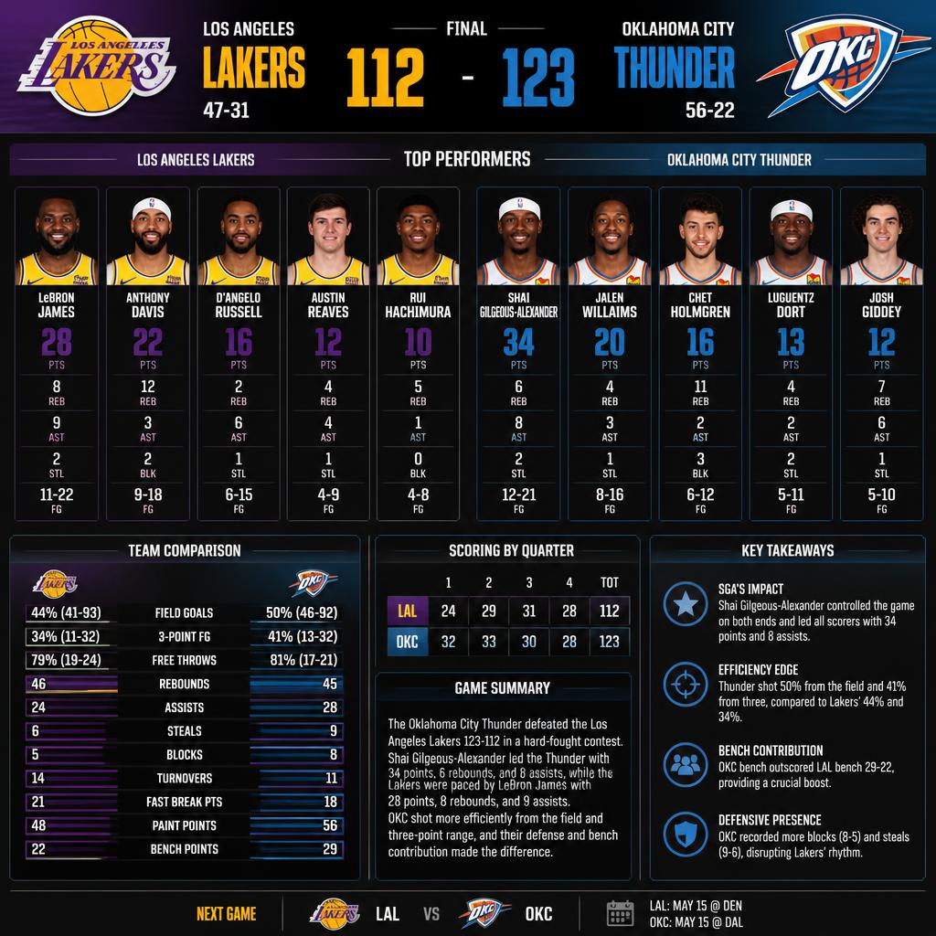 Lakers vs Oklahoma City Thunder Match Player Stats Breakdown – Full Performance Analysis Lakers vs Oklahoma City Thunder Match Player Stats