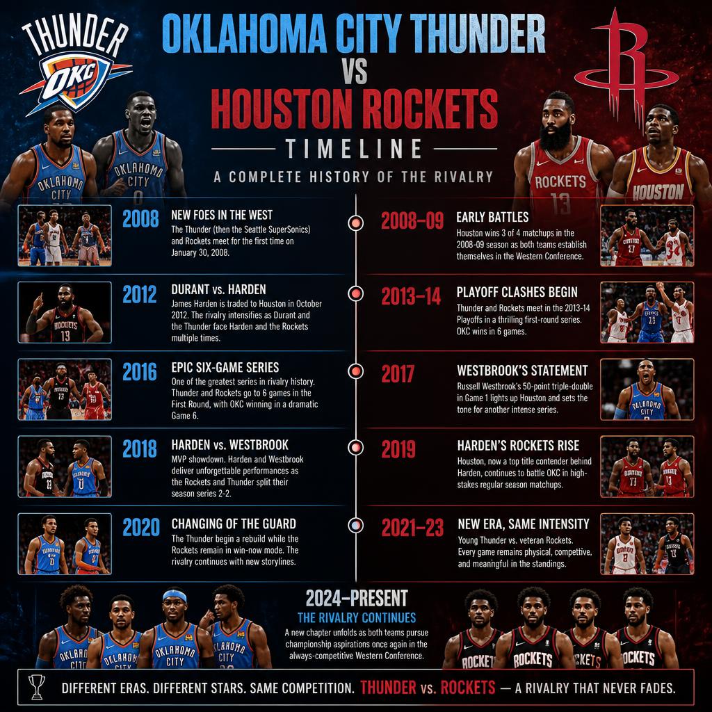 Oklahoma City Thunder vs Houston Rockets Timeline