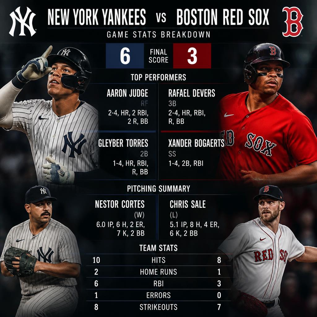 New York Yankees vs Red Sox Match Player Stats