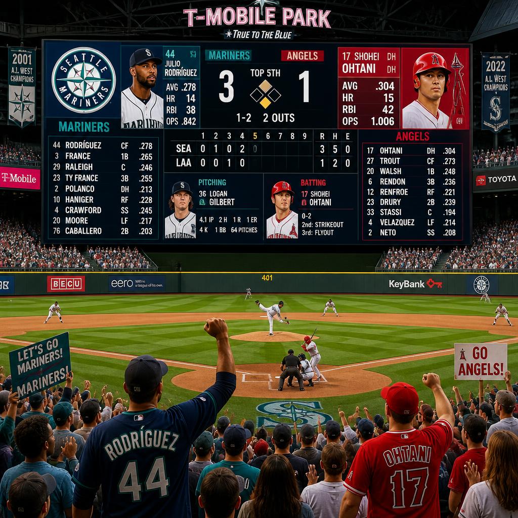 seattle mariners vs los angeles angels match player stats