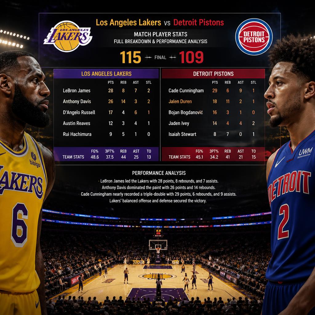 Lakers vs Detroit Pistons Match Player Stats Full Breakdown and Performance Analysis Lakers vs Detroit Pistons Match Player Stats