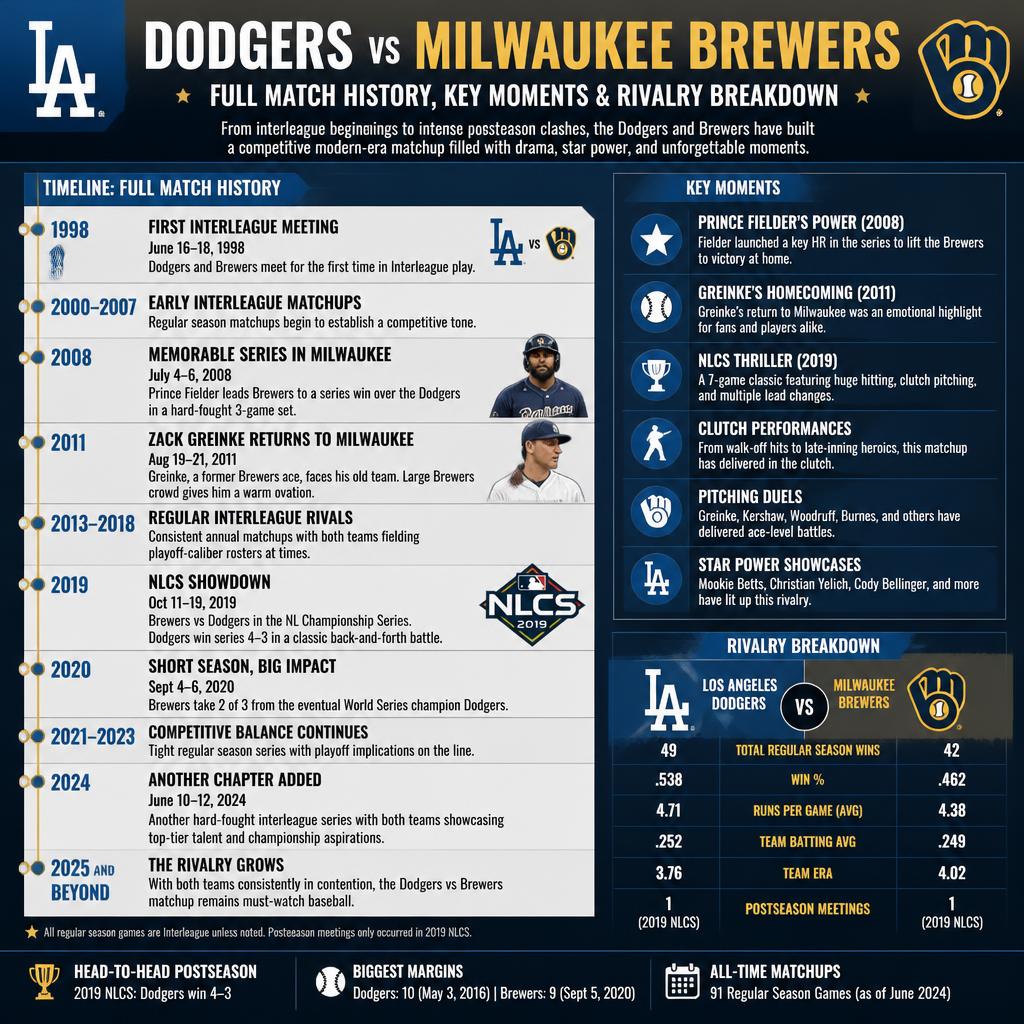 dodgers vs milwaukee brewers timeline