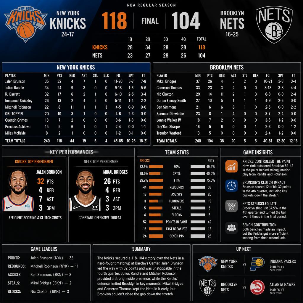 knicks vs brooklyn nets match player stats: Full Breakdown, Key Performances, and Game Insights knicks vs brooklyn nets match player stats