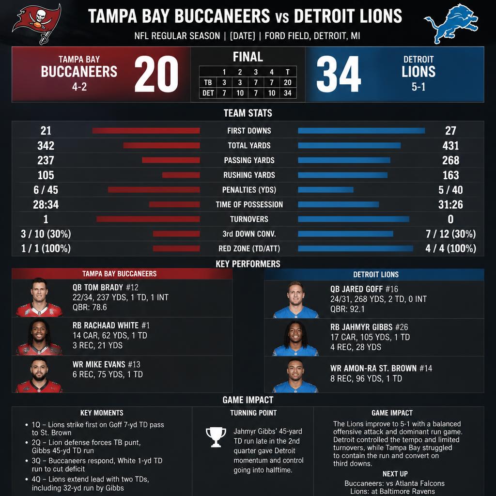 tampa bay buccaneers vs detroit lions match player stats – Full Breakdown, Key Performers & Game Impact tampa bay buccaneers vs detroit lions match player stats